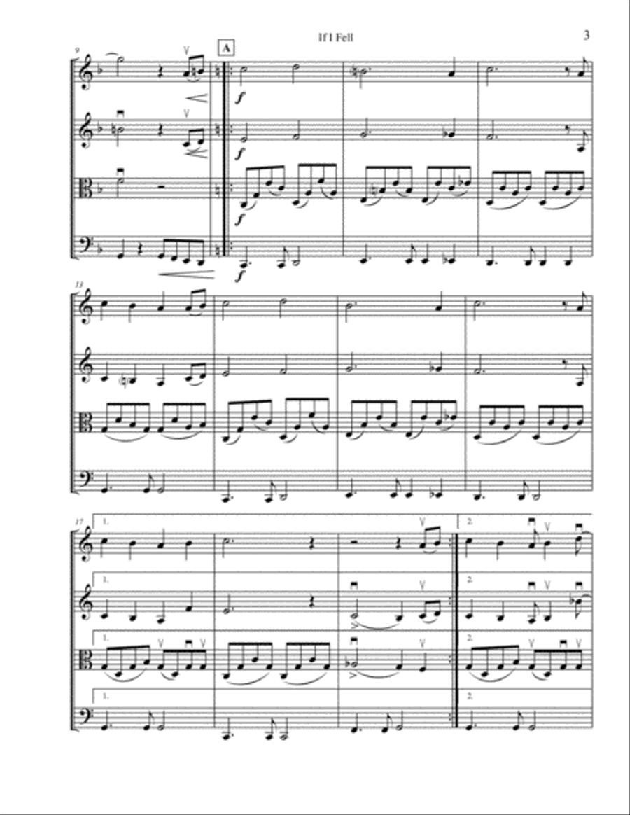If I Fell String Quartet scores gallery preview page 3