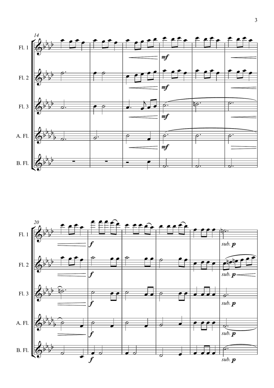 Fantasia on the Ukrainian Bell Carol - for Flute Choir Flute Choir scores gallery preview page 3