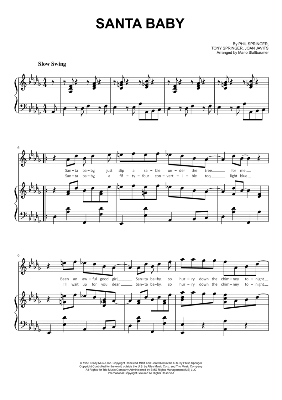 Santa Baby Voice scores gallery preview page 1