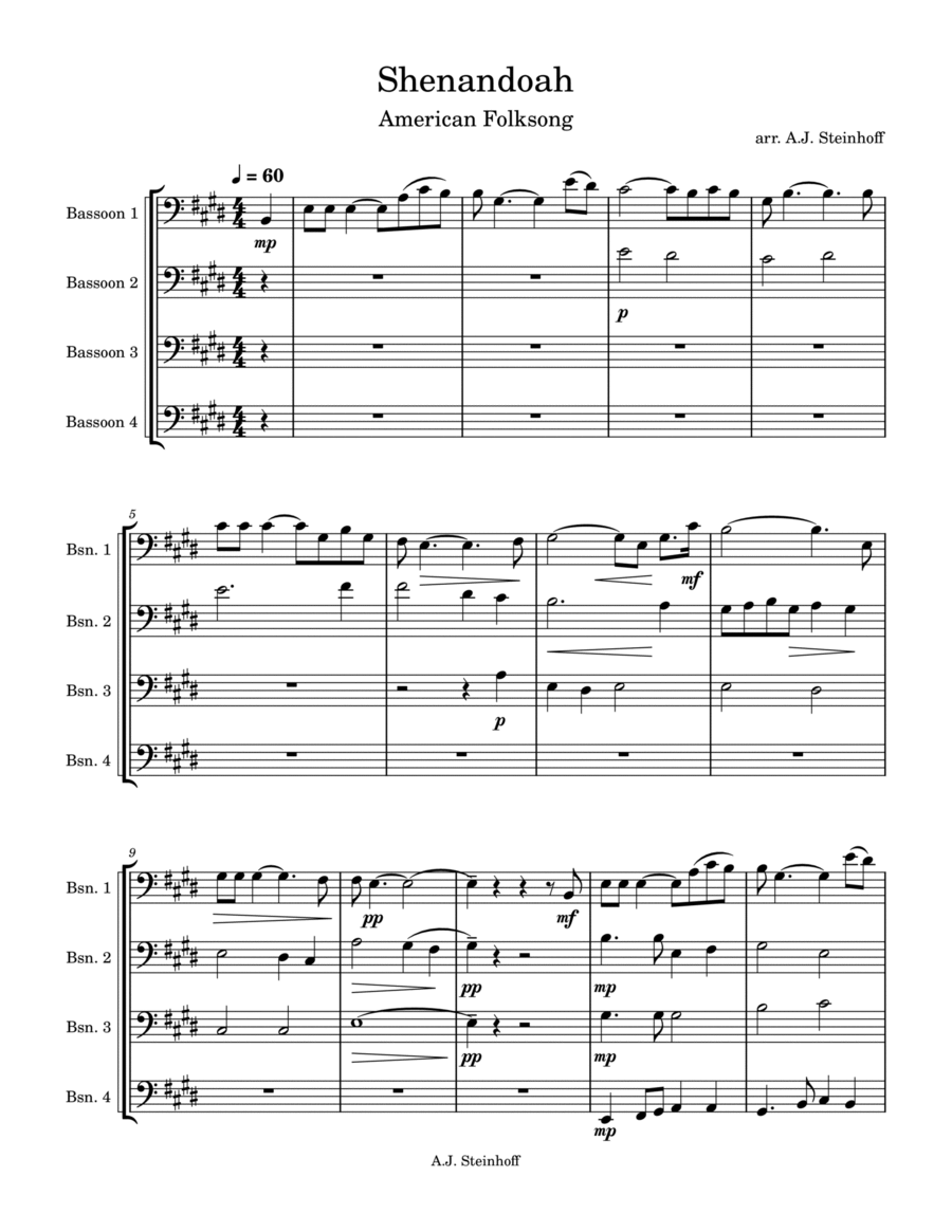 Shenandoah Bassoon Quartet scores gallery preview page 1