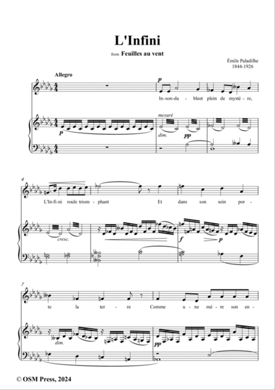 Paladilhe-L'Infini,in D flat Major Voice scores gallery preview page 2