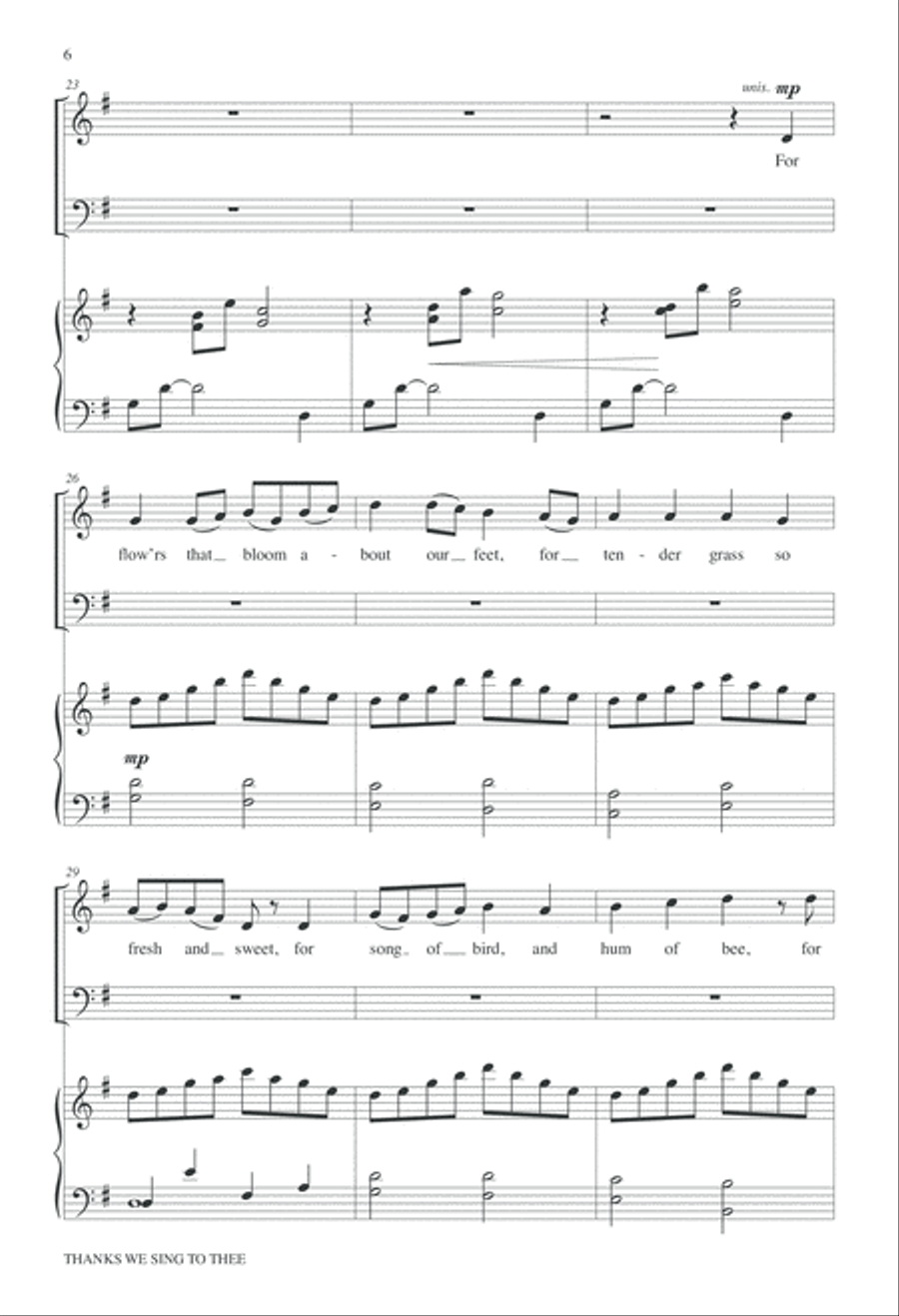 Thanks We Sing to Thee 4-Part scores gallery preview page 6