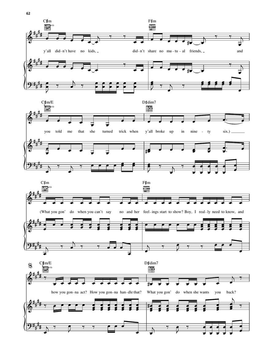 Case Of The Ex (Whatcha Gonna Do) Piano, Vocal, Guitar scores gallery preview page 3