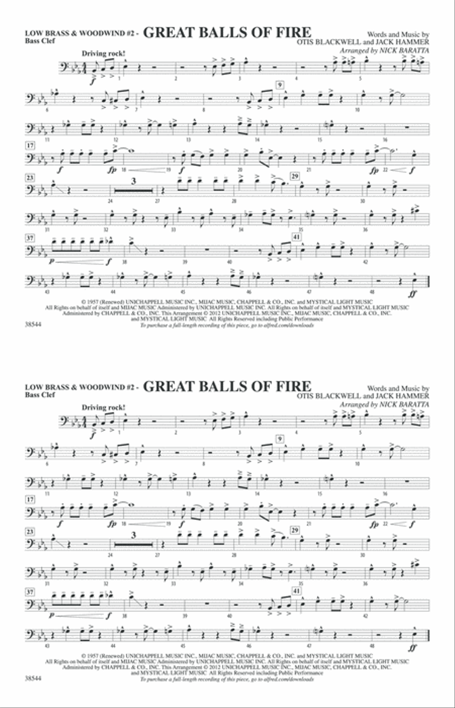 Great Balls of Fire: Low Brass & Woodwinds #2 - Bass Clef Marching Band scores gallery preview page 1