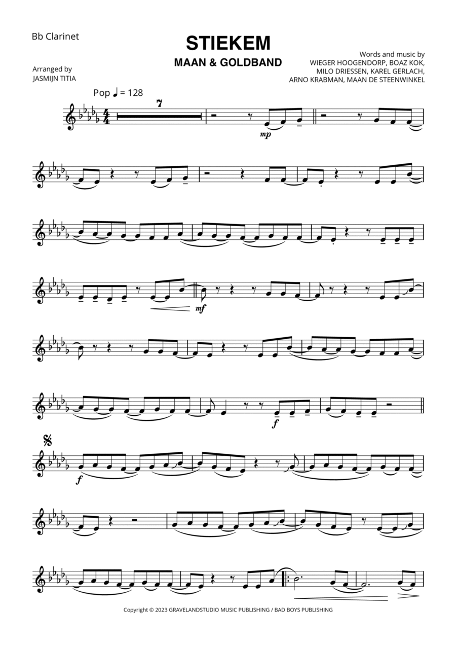 Stiekem B-Flat Clarinet scores gallery preview page 1