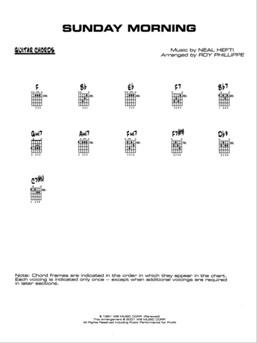 Sunday Morning: Guitar Chords Jazz Ensemble scores gallery preview page 1