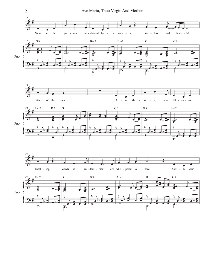 Ave Maria, Thou Virgin And Mother (Unison choir) Unison Choir scores gallery preview page 2