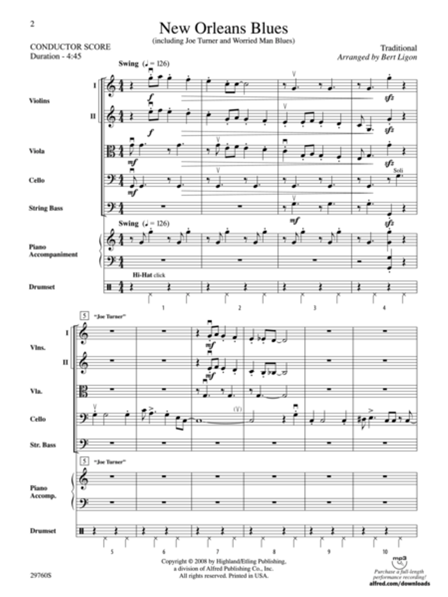 New Orleans Blues (score only) String Orchestra scores gallery preview page 2