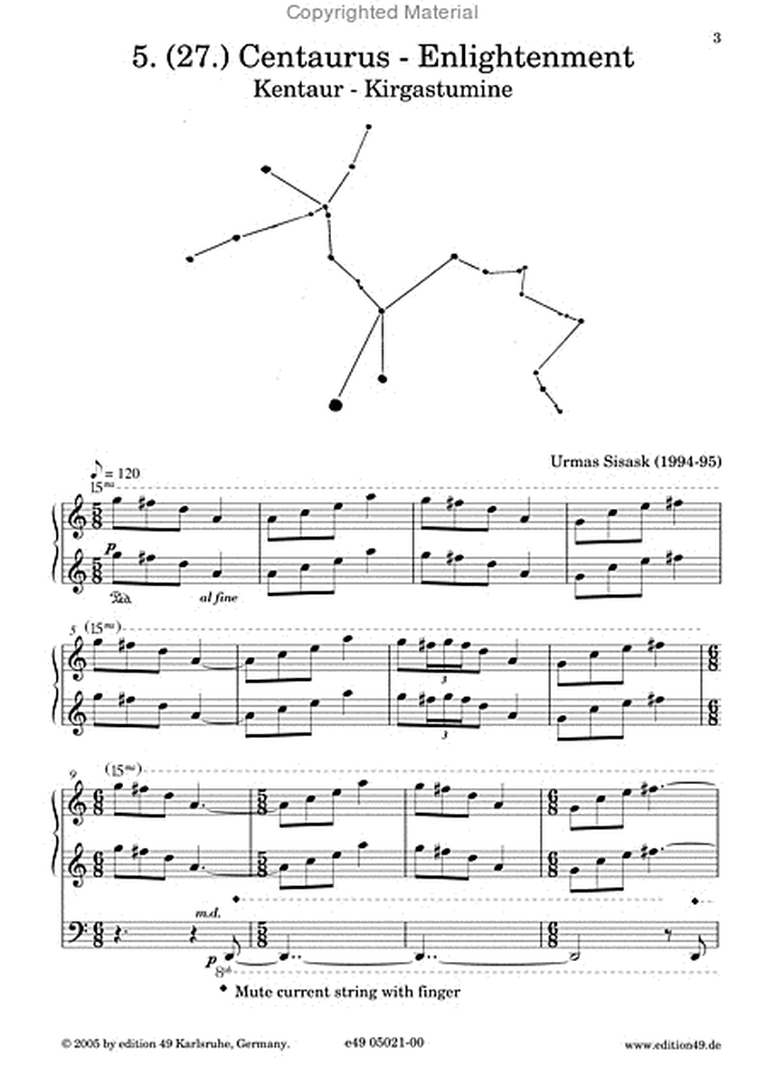 From Starry Sky Cycle Southern Sky (Sudsternenhimmel), Originaltitel - Tahistaeva tsukkel nr. 2 Lounataevas, op. 52