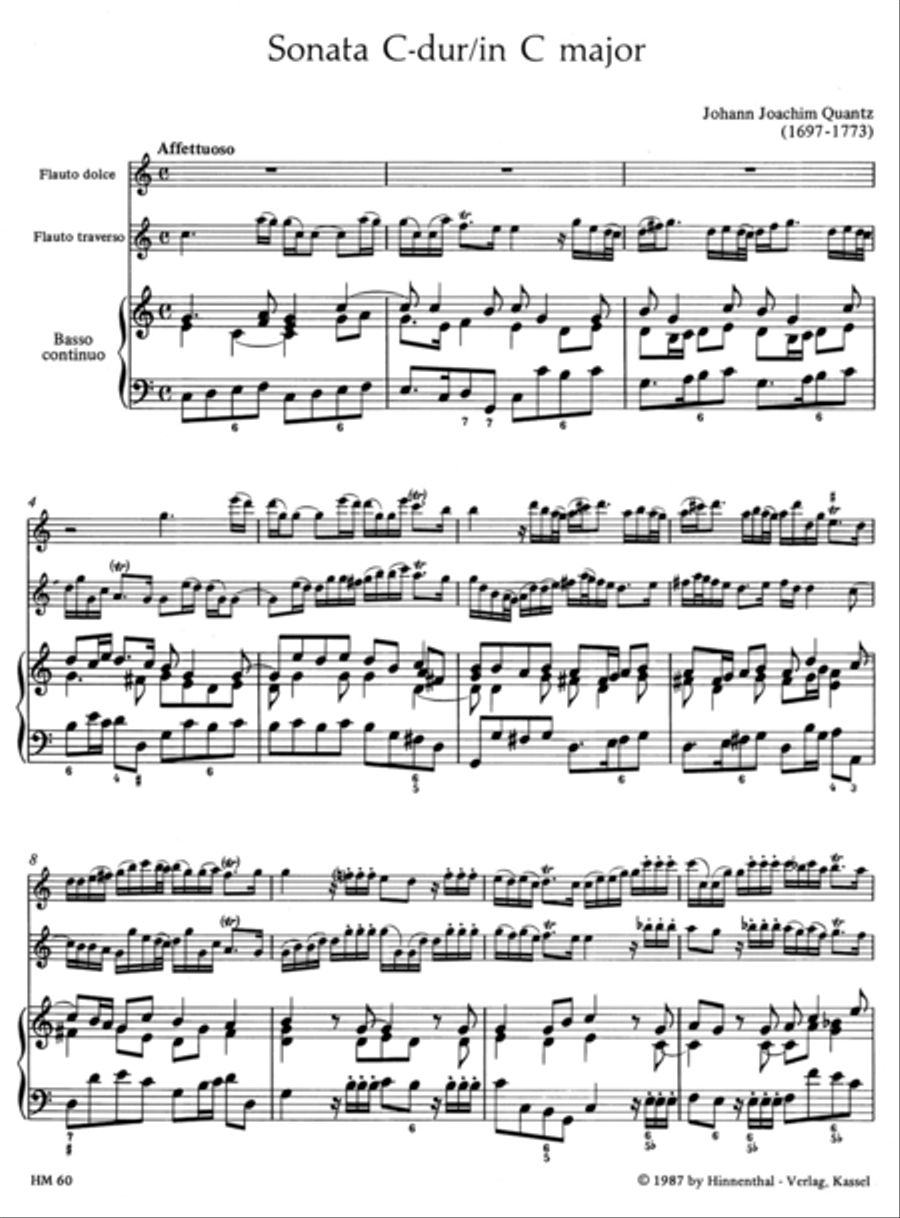 Triosonate for Treble Recorder (or other leading instruments), Flute (Violin) and Basso continuo C major Flute scores gallery preview page 2