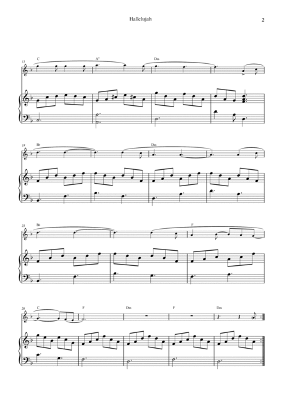Hallelujah Hallelujah Piano scores gallery preview page 2