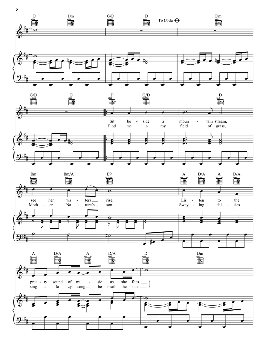Mother Nature's Son Piano, Vocal, Guitar scores gallery preview page 2