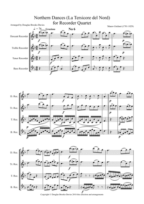 GIULIANI, M. La Tersicore del Nord (Northern Dances), Op. 147, for Recorder Quartet