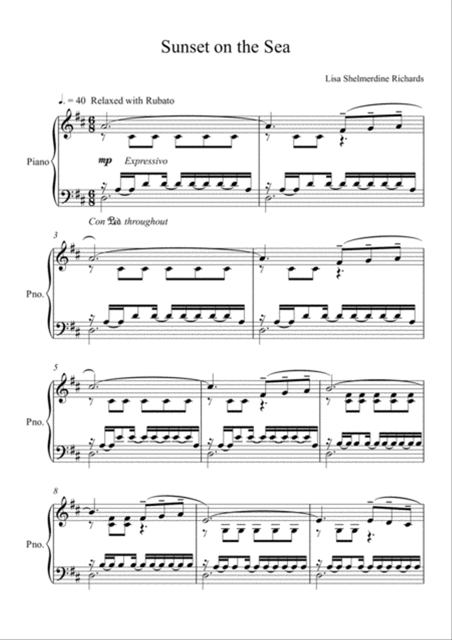 Sunset on the Sea Piano Solo scores gallery preview page 2