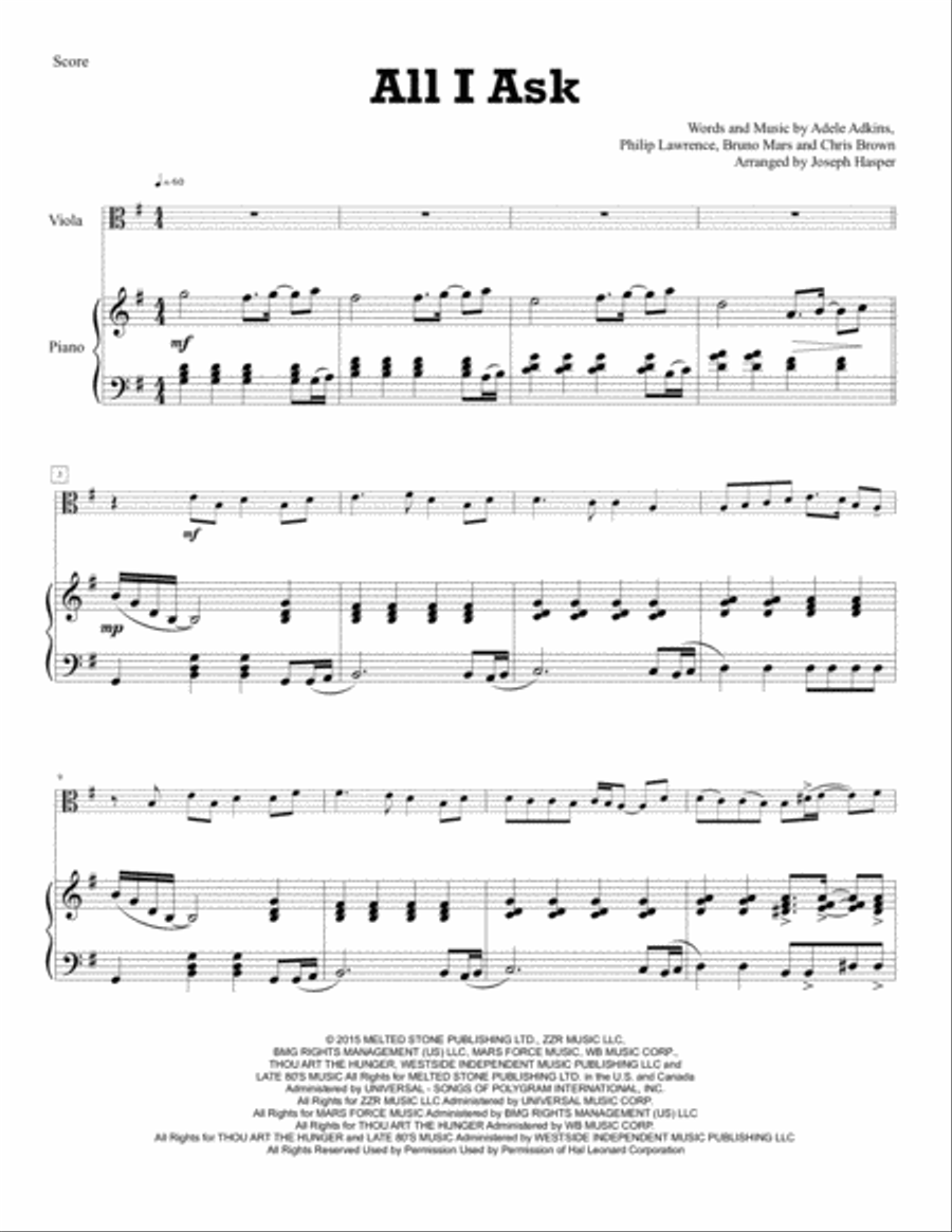 All I Ask All I Ask Viola scores gallery preview page 1