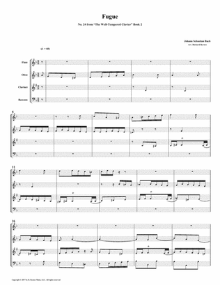 Fugue 24 from Well-Tempered Clavier, Book 2 (Woodwind Quartet)