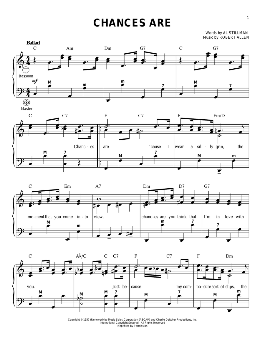 Chances Are Piano scores gallery preview page 1
