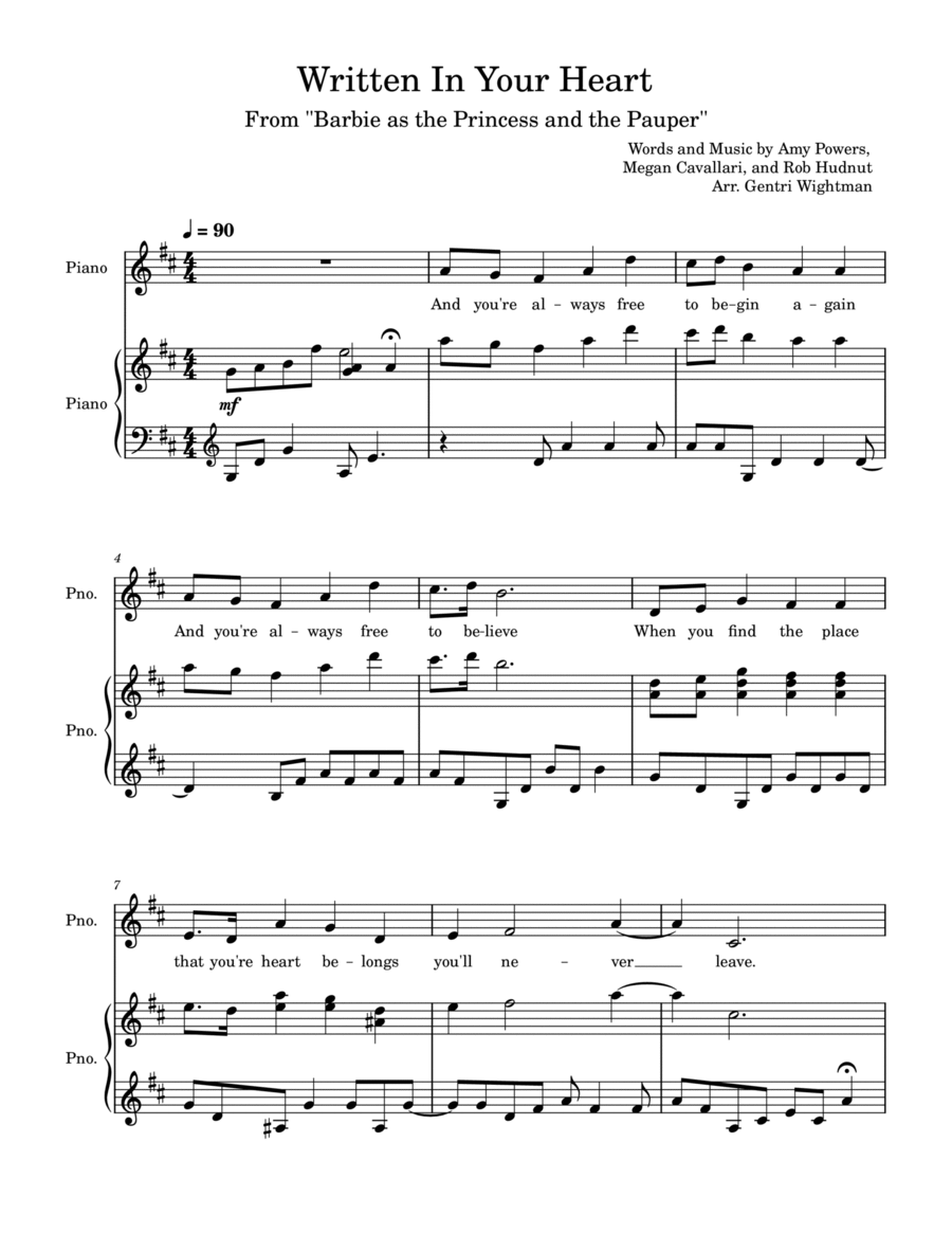 Written In Your Heart Piano, Vocal scores gallery preview page 1