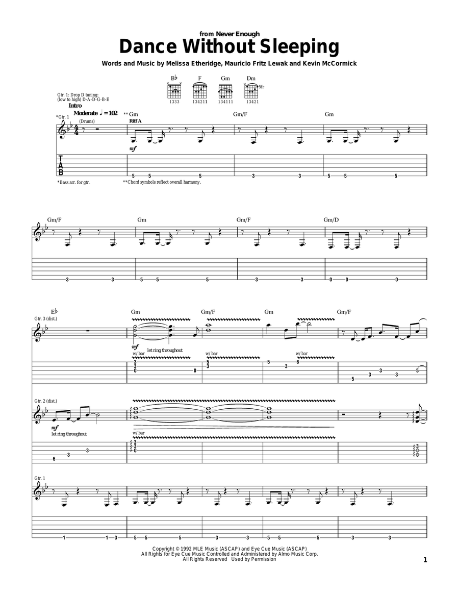 Dance Without Sleeping Acoustic Guitar scores gallery preview page 1
