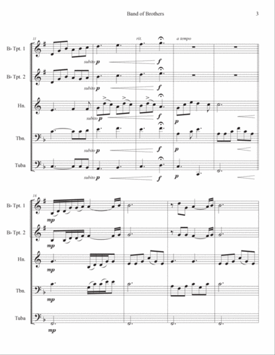 Band Of Brothers - Main Title Brass Quintet scores gallery preview page 3