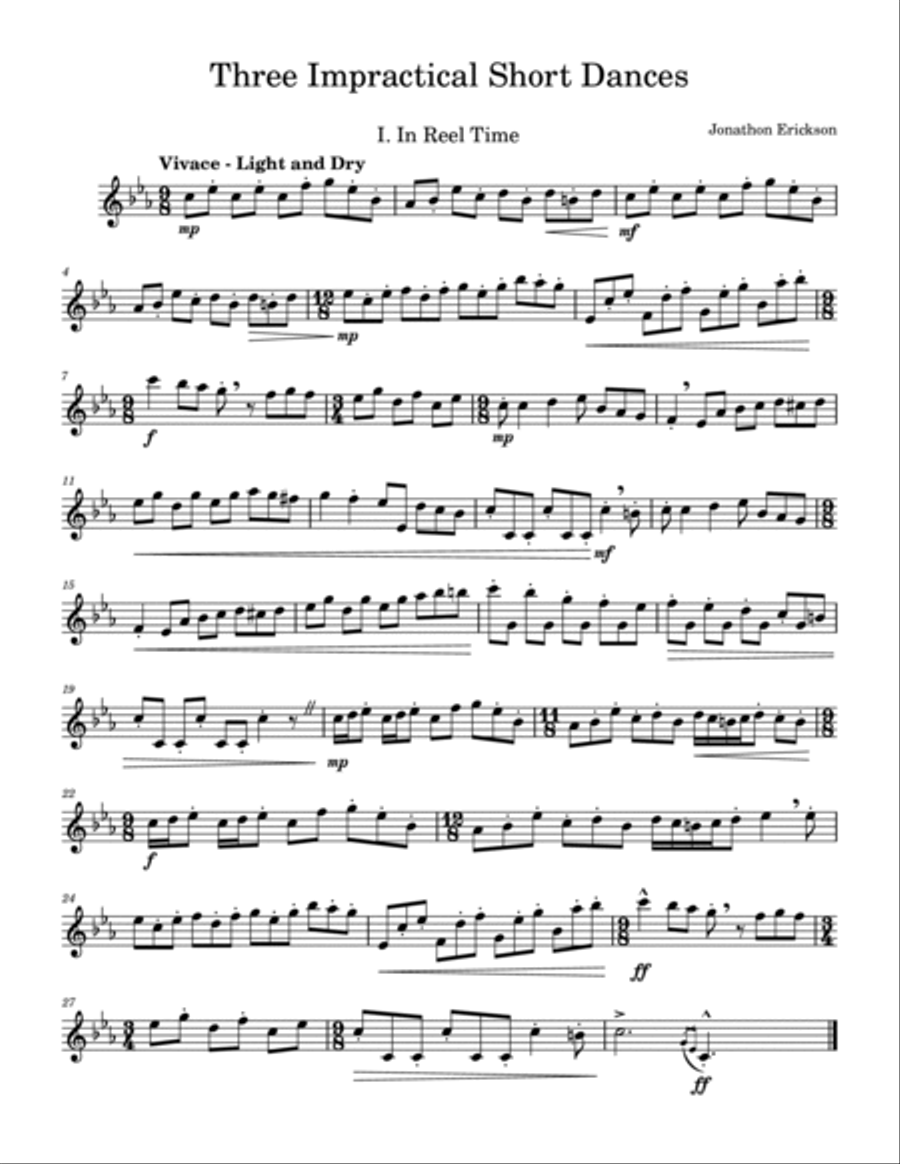 Three Impractical Short Dances B-Flat Clarinet scores gallery preview page 2