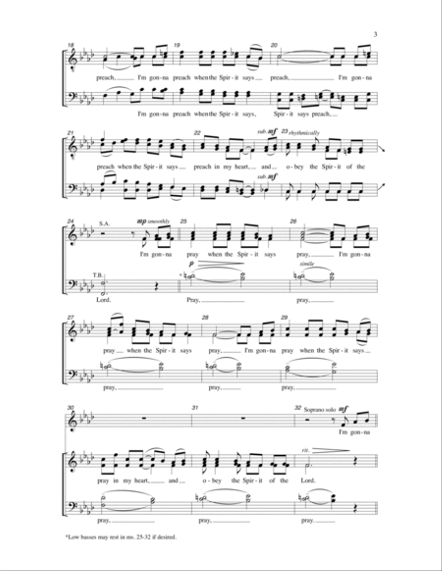 I'm Gonna Sing When the Spirit Says Sing 4-Part scores gallery preview page 2