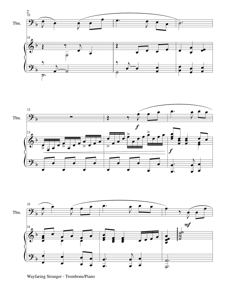 WAYFARING STRANGER (Trombone/Piano and Trb Part) Trombone Duet scores gallery preview page 2