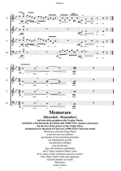 Memorare - Prayer to the Virgin Mary for Choir SATB a cappella image number null