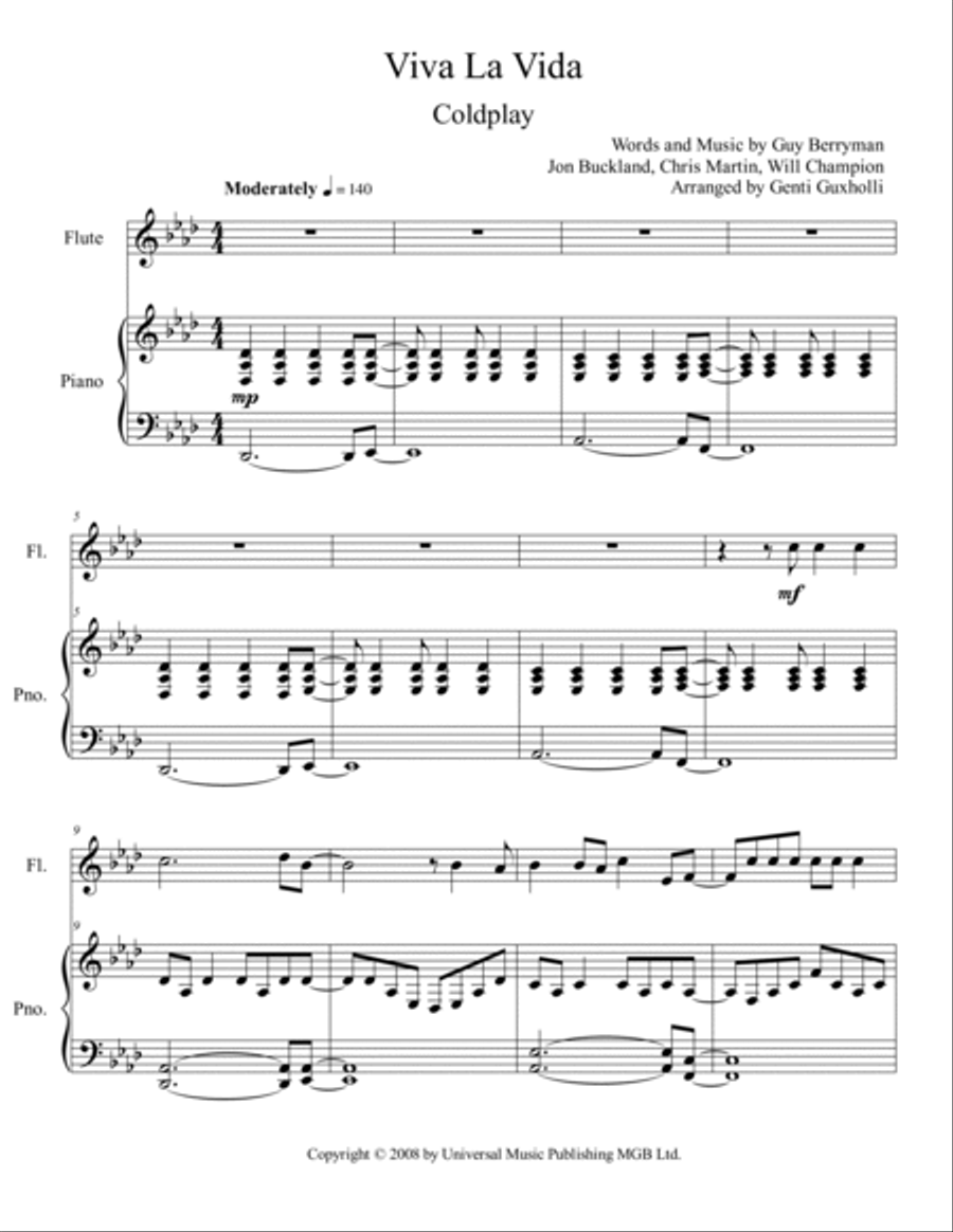 Viva La Vida Flute Solo scores gallery preview page 2