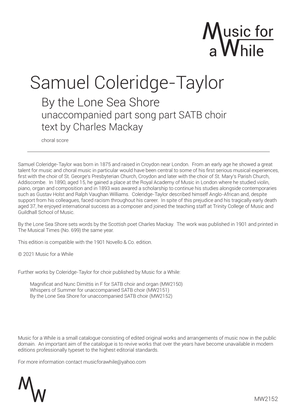 Book cover for Samuel Coleridge-Taylor - By the Lone Sea Shore for SATB choir