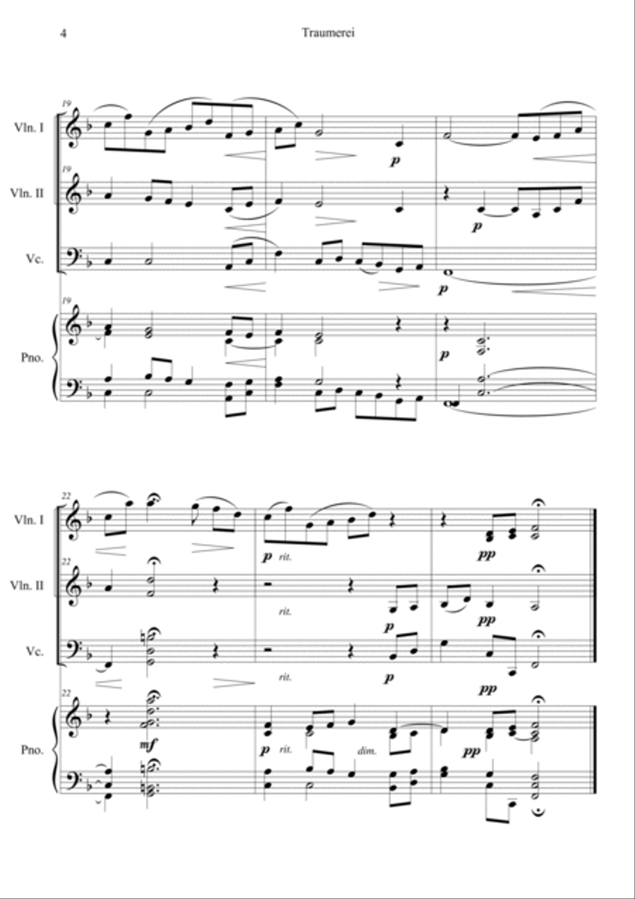 Traumerei scenes from childhood op15 Piano Quartet scores gallery preview page 4