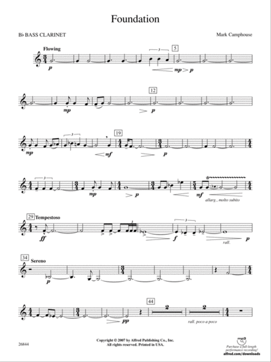 Foundation: B-flat Bass Clarinet Concert Band scores gallery preview page 1