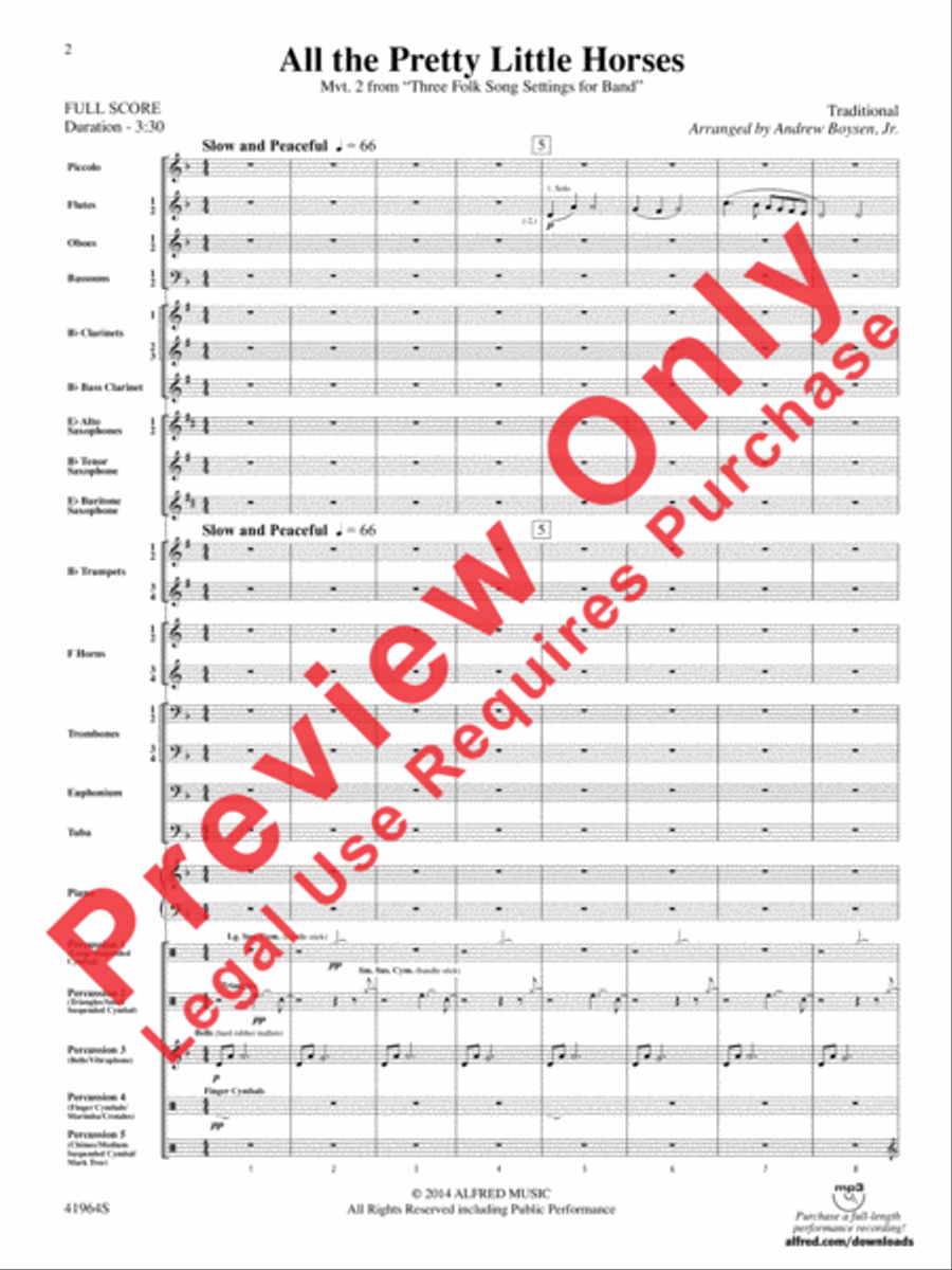 All the Pretty Little Horses Concert Band scores gallery preview page 3