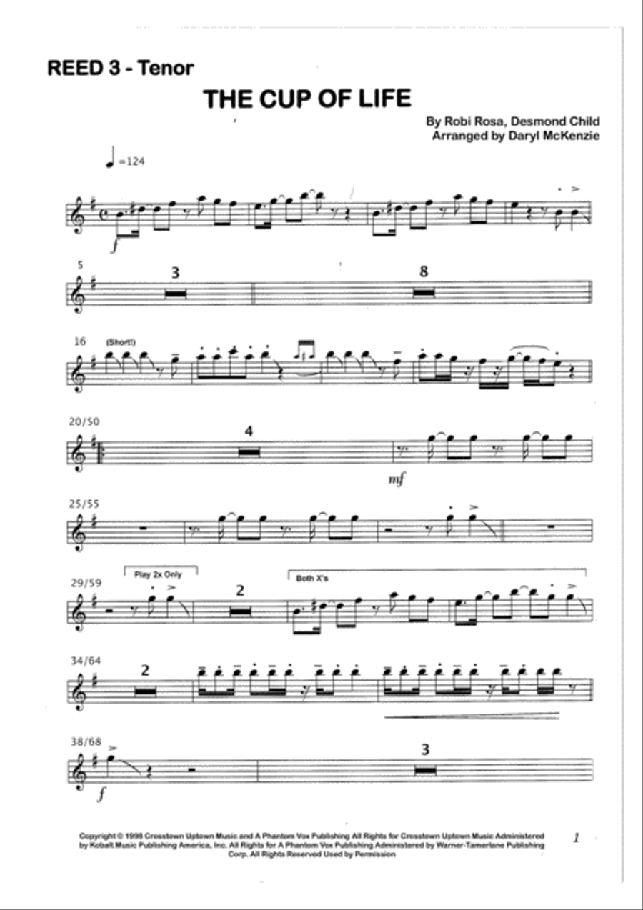 The Cup Of Life Saxophone scores gallery preview page 5