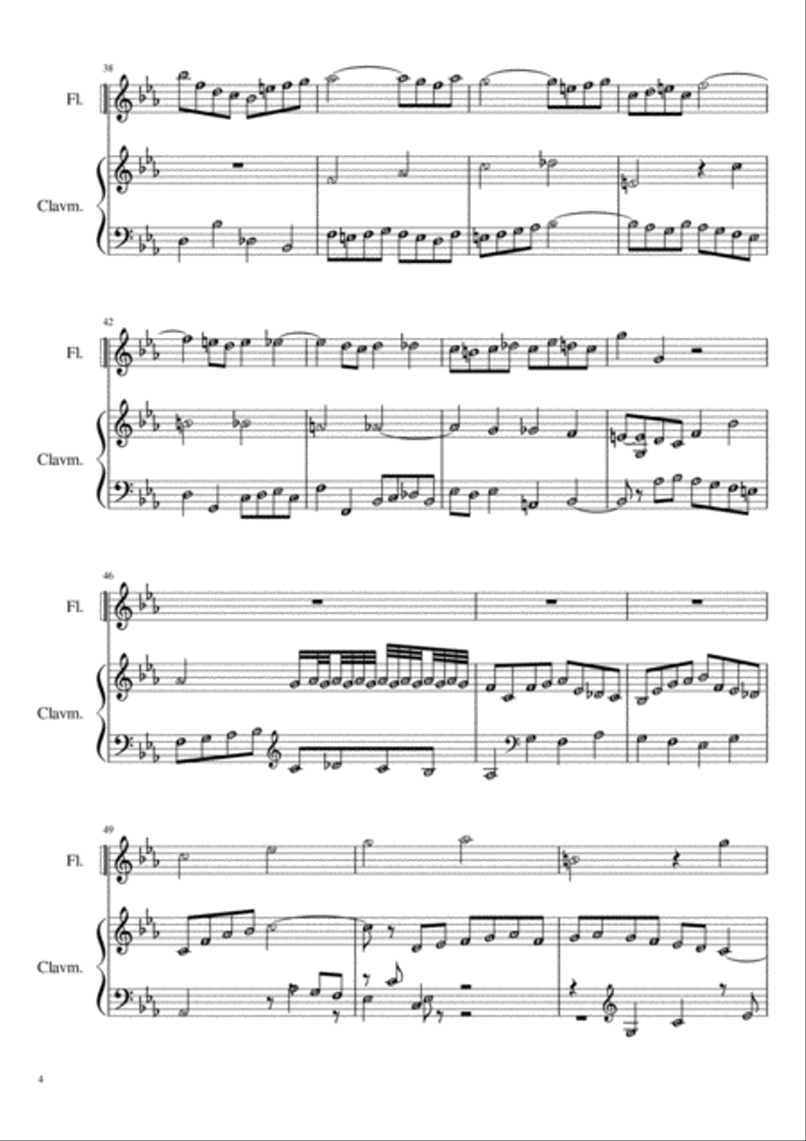 Fuga Canonica in Epidiapente BWV 1079, for flute and harpsichord Flute Solo scores gallery preview page 4