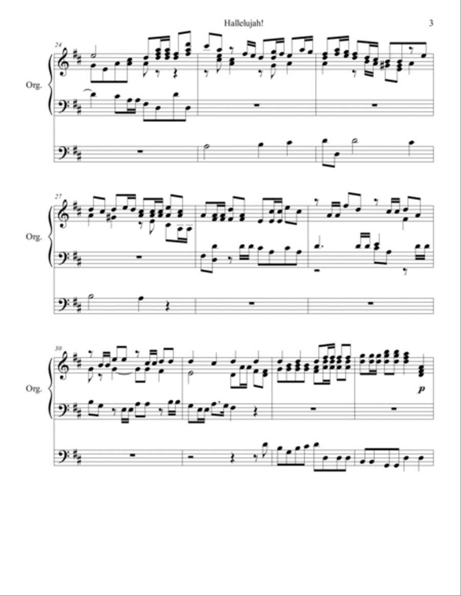 Hallelujah Chorus arr. for organ solo Organ Solo scores gallery preview page 3
