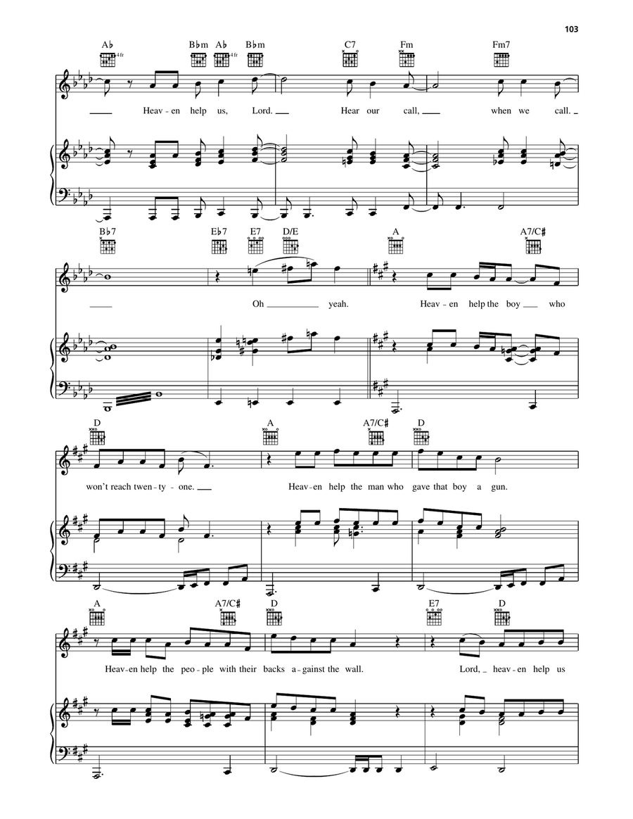 Heaven Help Us All Piano, Vocal, Guitar scores gallery preview page 3