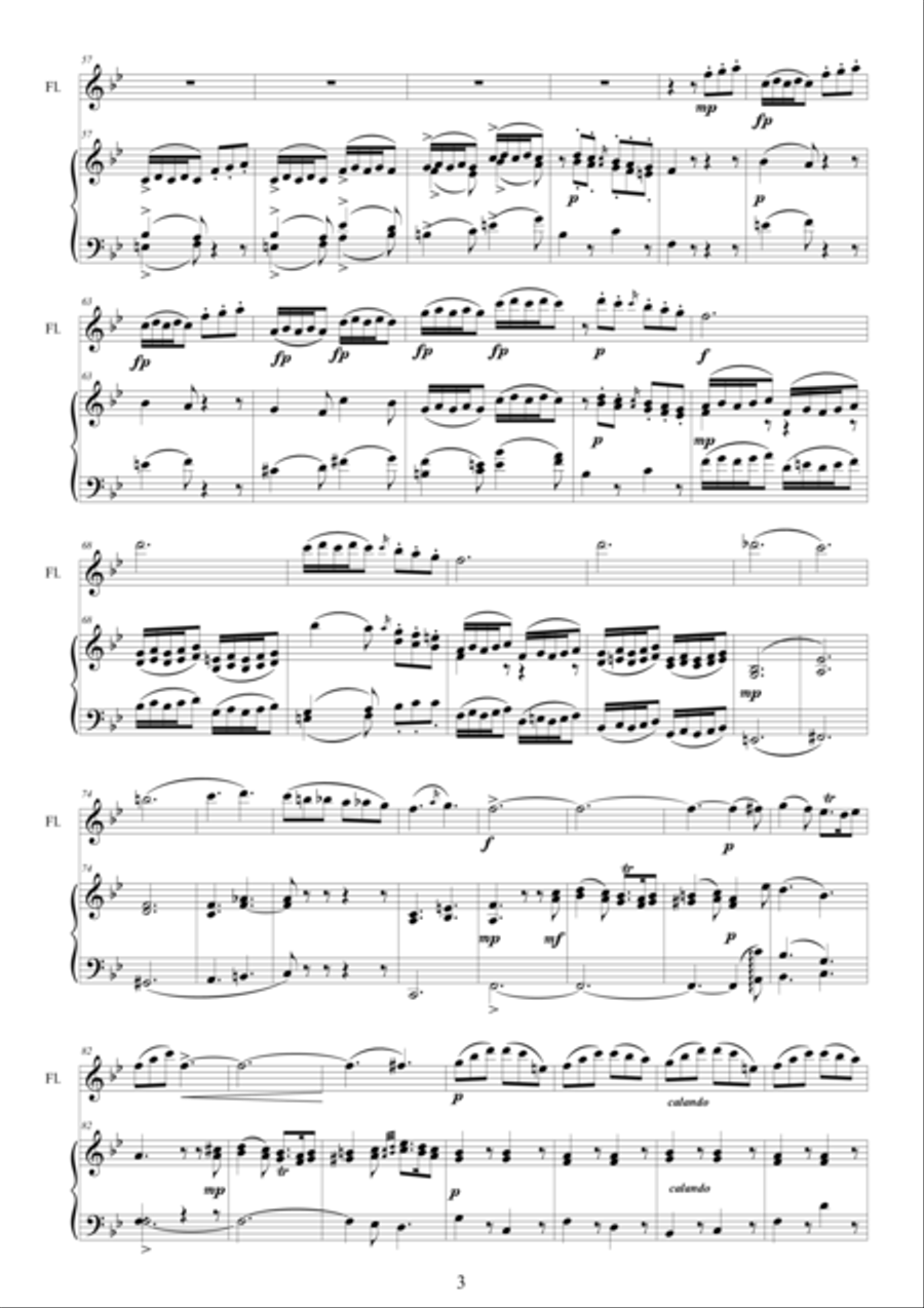 Mozart - Hunt Quartet No.17 in B flat major - Flute and piano Flute Solo scores gallery preview page 3