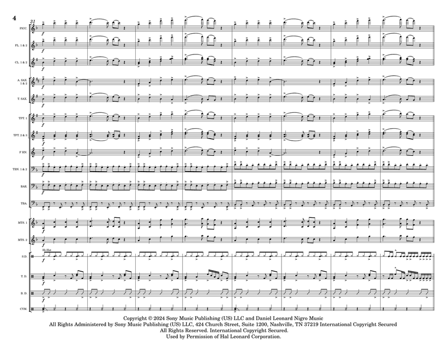 Hot To Go Marching Band scores gallery preview page 4