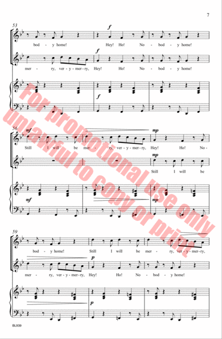 Hey! Ho! Nobody Home Hey! Ho! Nobody Home Choir scores gallery preview page 8