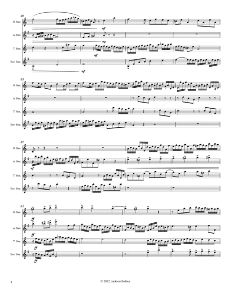 Fugue in G Minor, BMV 578 for Sax Quartet Saxophone Quartet scores gallery preview page 4