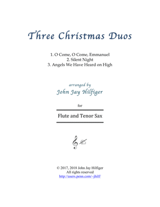 Book cover for Three Christmas Duos for Flute and Tenor Sax
