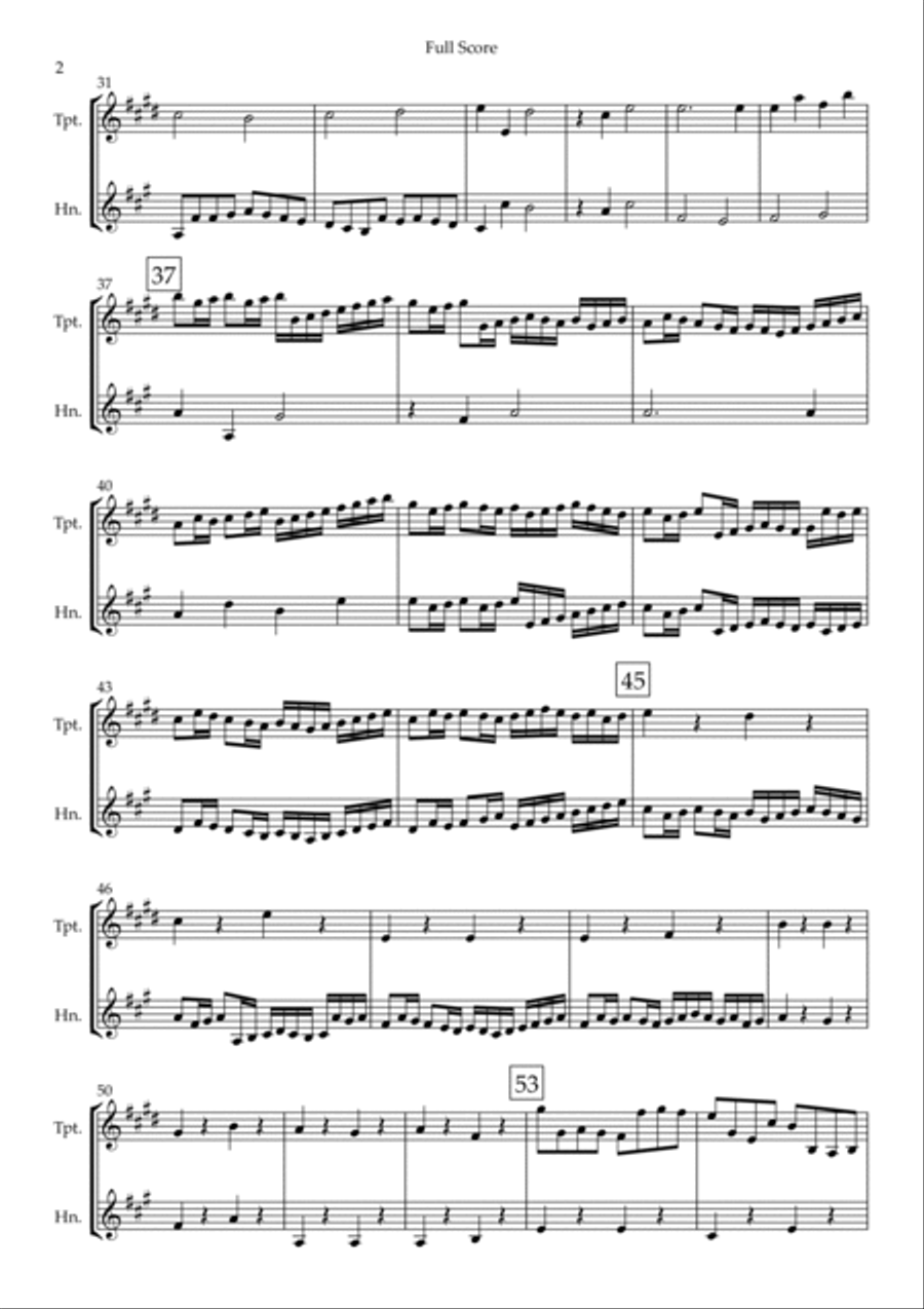 Canon in D Major (Johann Pachelbel) for Trumpet in Bb & Horn in F Duo Brass Duet scores gallery preview page 2
