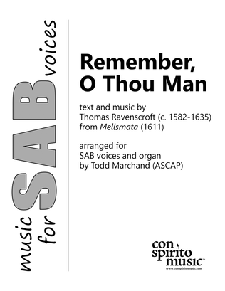 Book cover for Remember, O Thou Man - SAB voices, organ