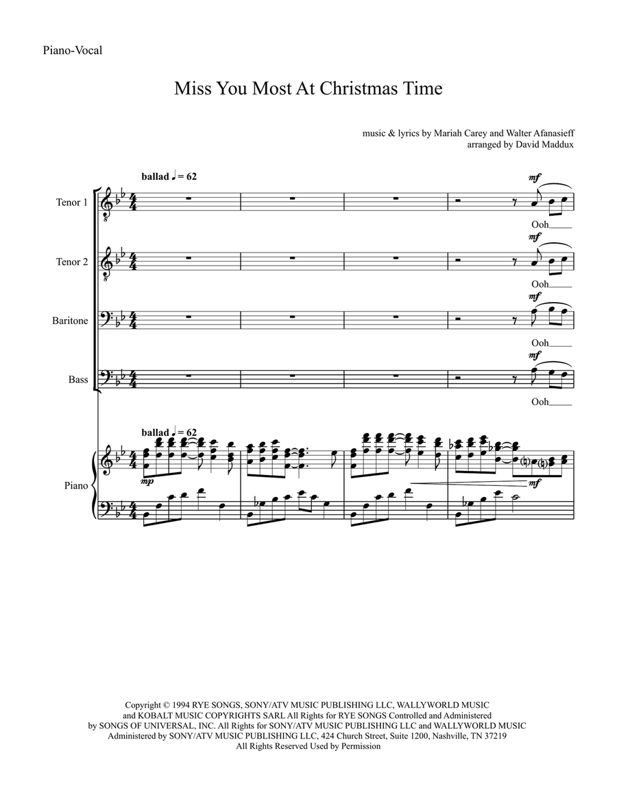 Miss You Most At Christmas Time TTBB scores gallery preview page 1