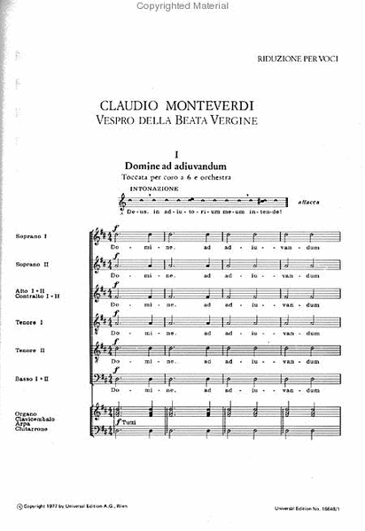 Monteverdi Vespro Della Beata Vergine