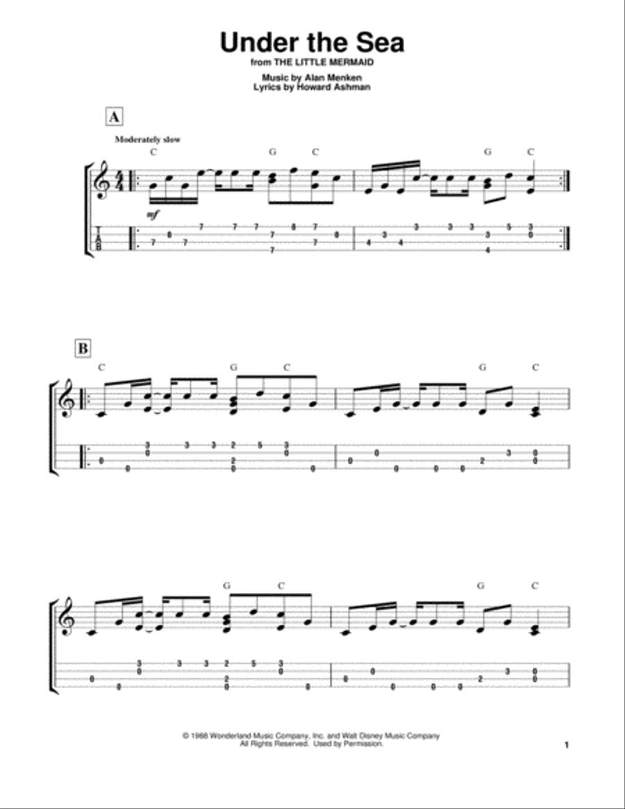 Under The Sea (from The Little Mermaid) Ukulele scores gallery preview page 1