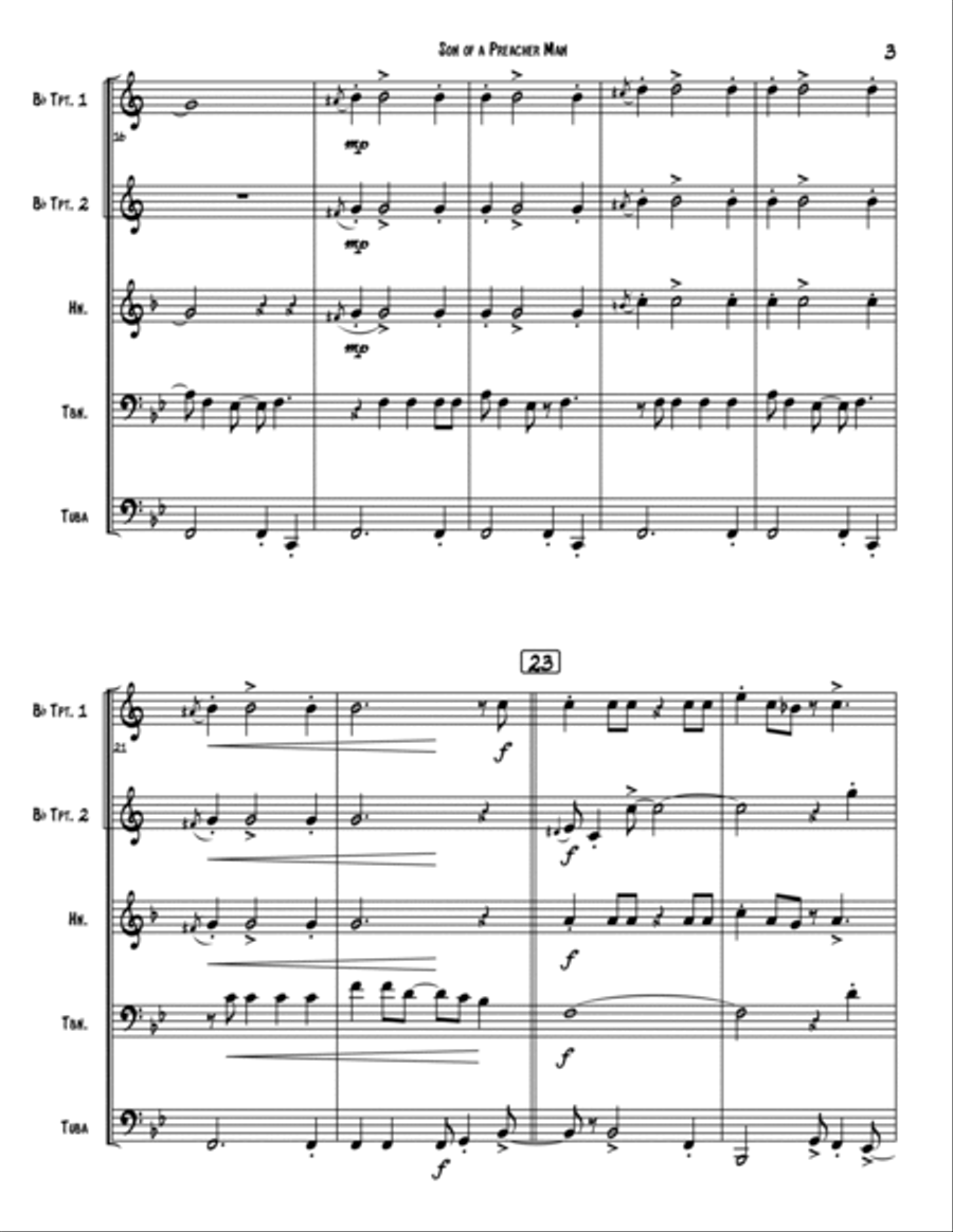 Son-Of-A-Preacher Man Brass Quintet scores gallery preview page 3