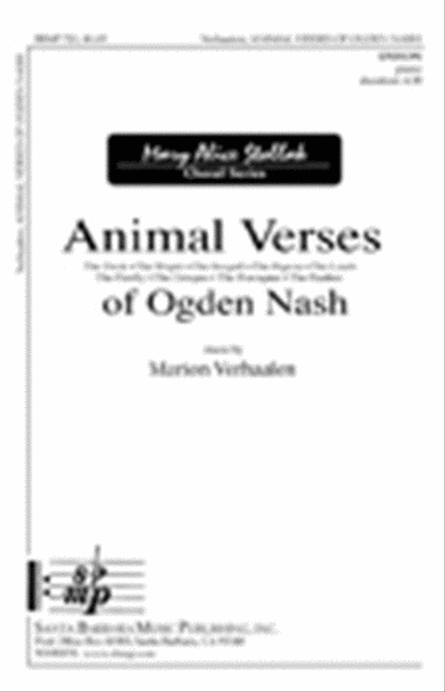 Animal Verses of Ogden Nash - Unison Octavo image number null