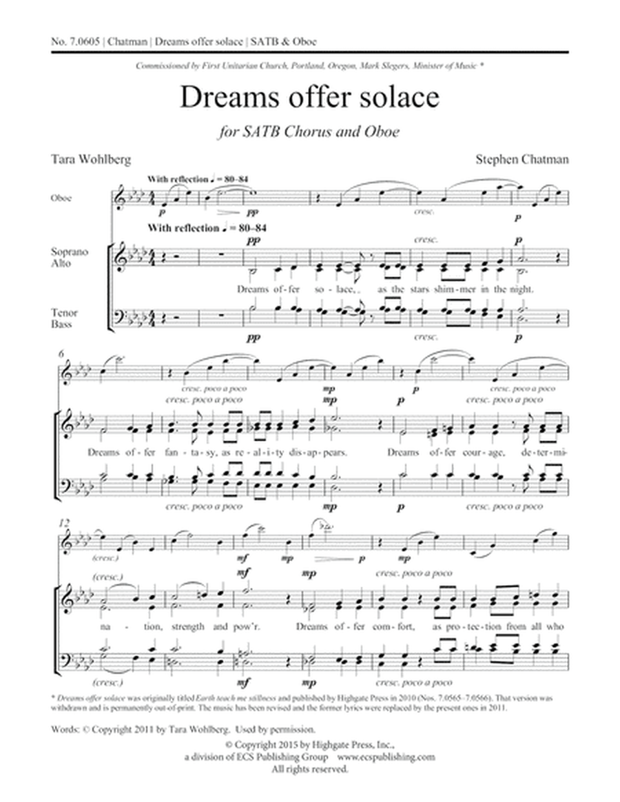 Dreams offer solace (Downloadable Choral Score)